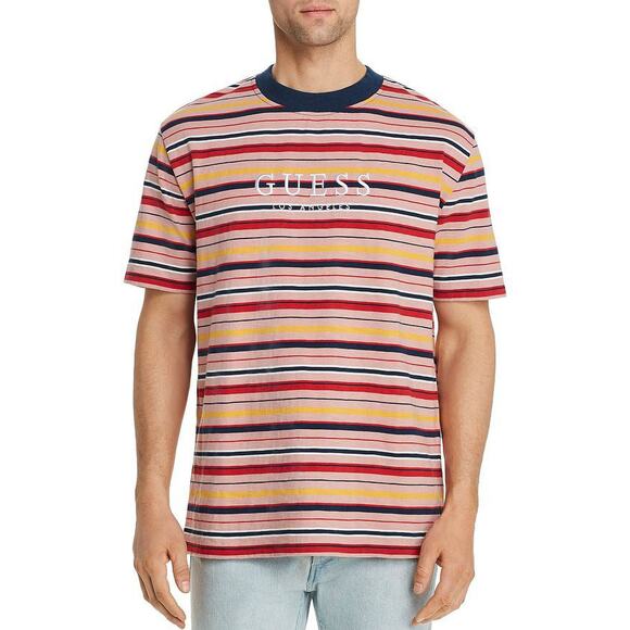 SOLD Sleeve Pullover Popart Striped Logo T Shirt Dark Red Mens Size Large - Picture 1 of 9